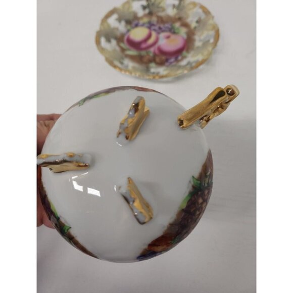 VTG Royal Sealy Japan Pineapple Fruit Gold Leaf Accent Footed Tea Cup & Saucer - Picture 4 of 11